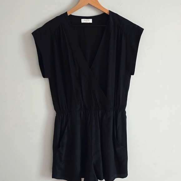 Babaton Pants - Aritzia Babaton large Corbett Silk Black Romper shorts jumpsuit